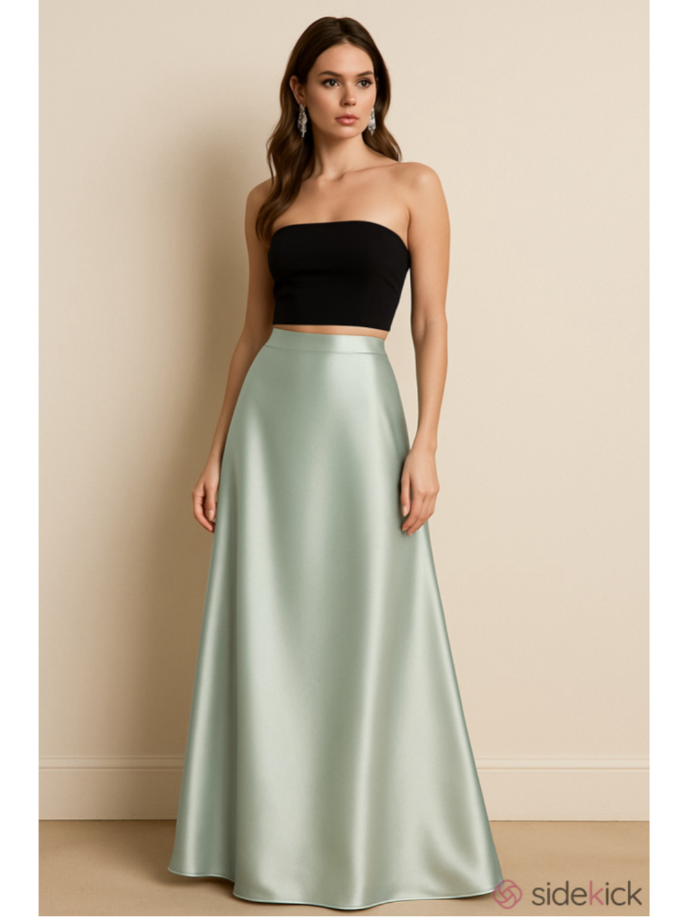 NWT JS Collections Formal Satin Maxi Skirt Size 12 Luxury Glam Hollywood Q13